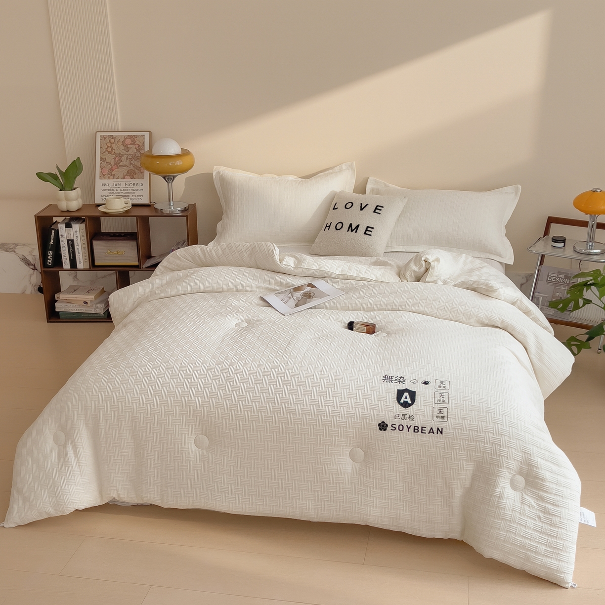 91家纺网 家纺一手货源 找家纺 好尚居 2026新款烫画华夫格冬被 纯色款☀珍珠白