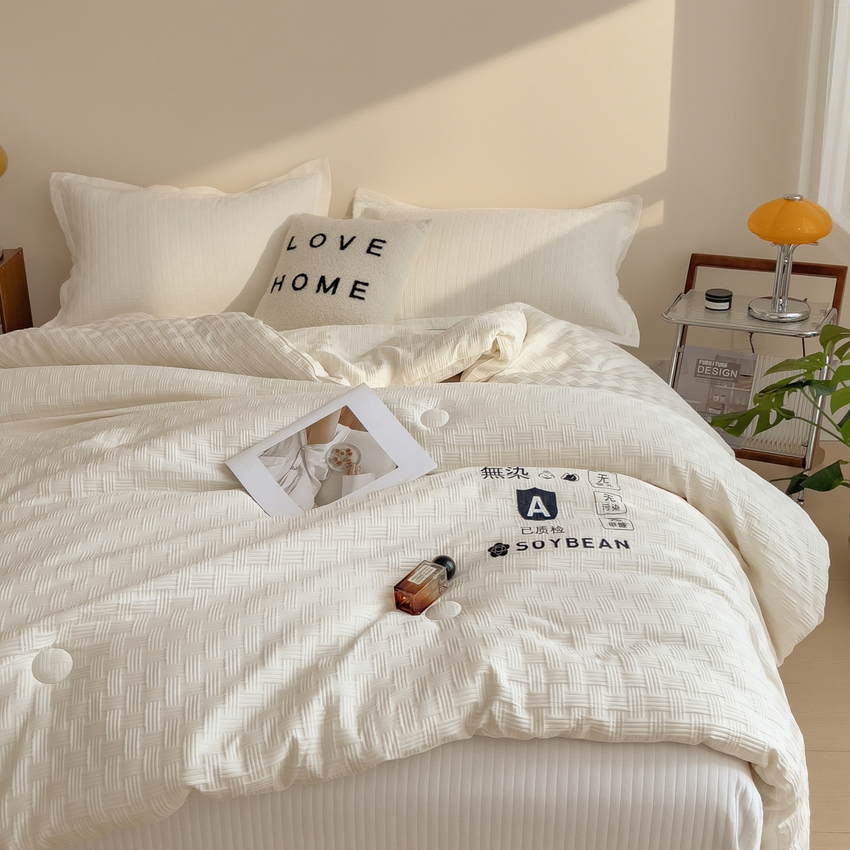 91家纺网 家纺一手货源 找家纺 好尚居 2026新款烫画华夫格冬被 纯色款☀珍珠白