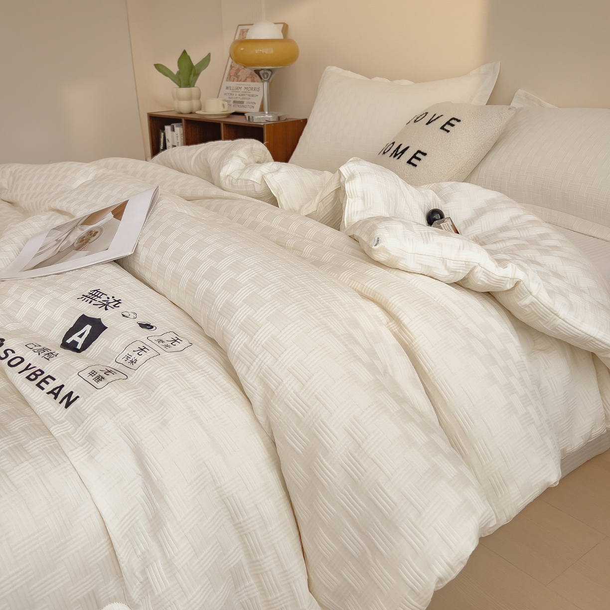 91家纺网 家纺一手货源 找家纺 好尚居 2026新款烫画华夫格冬被 纯色款☀珍珠白