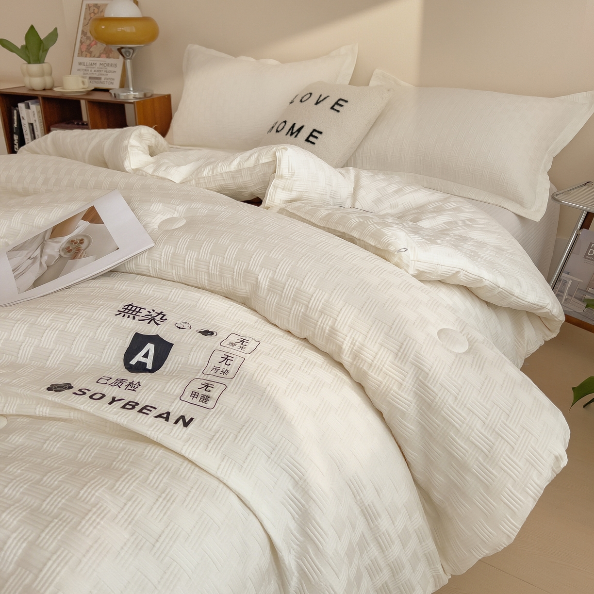 91家纺网 家纺一手货源 找家纺 好尚居 2026新款烫画华夫格冬被 纯色款☀珍珠白