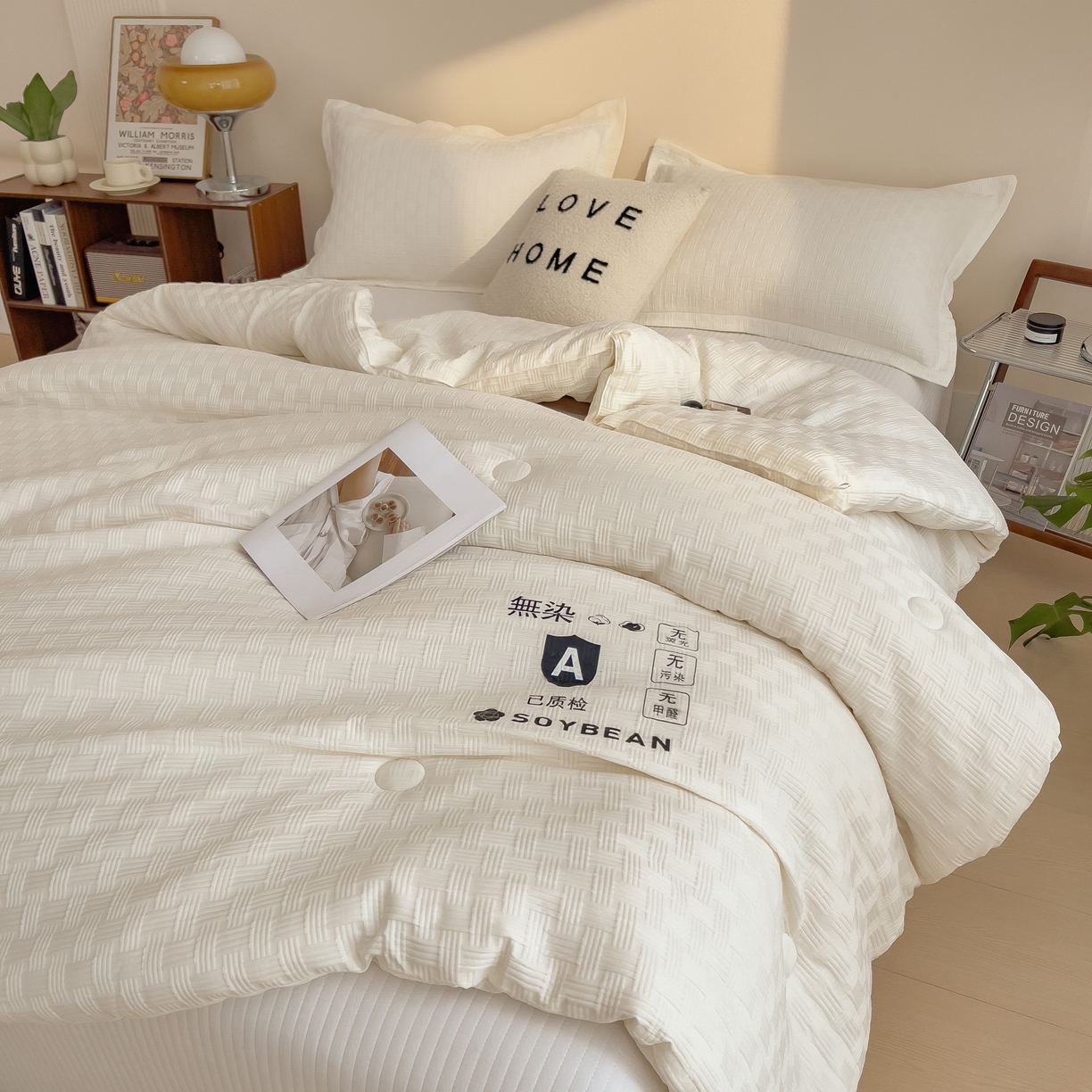 91家纺网 家纺一手货源 找家纺 好尚居 2026新款烫画华夫格冬被 纯色款☀珍珠白