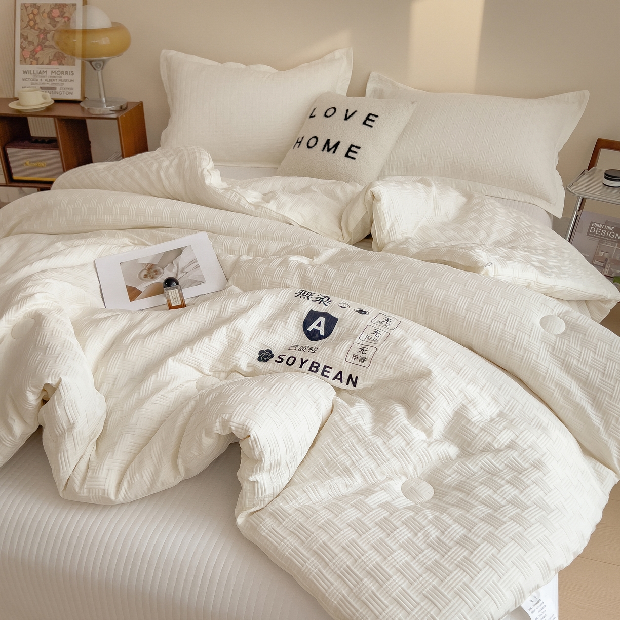 91家纺网 家纺一手货源 找家纺 好尚居 2026新款烫画华夫格冬被 纯色款☀珍珠白