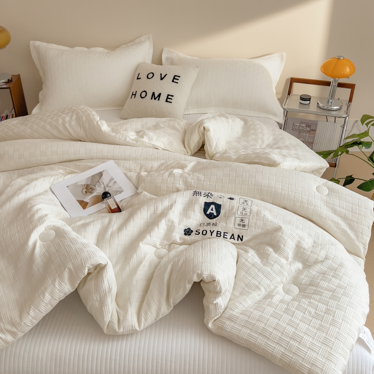 91家纺网 家纺一手货源 找家纺 好尚居 2026新款烫画华夫格冬被 纯色款☀珍珠白