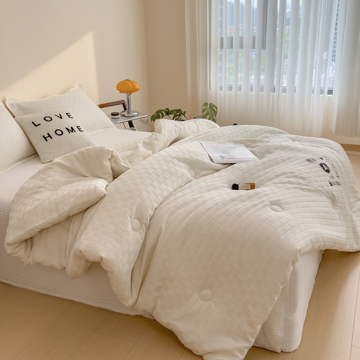 91家纺网 家纺一手货源 找家纺 好尚居 2026新款烫画华夫格冬被 纯色款☀珍珠白