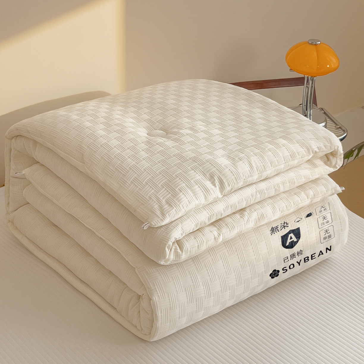 91家纺网 家纺一手货源 找家纺 好尚居 2026新款烫画华夫格冬被 纯色款☀珍珠白