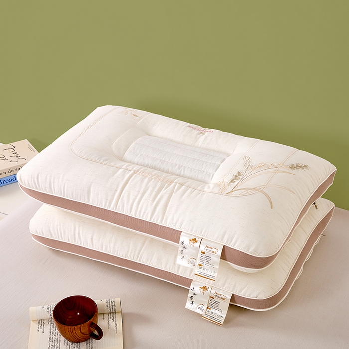 91家纺网 家纺一手货源 找家纺 （总）梵希良品家纺 2026新款苦荞护颈枕分区定型保健枕亚麻枕芯功能枕枕头枕芯