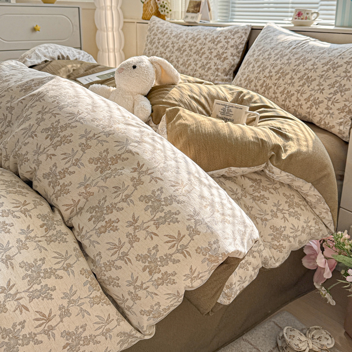 91家纺网 家纺一手货源 找家纺 （总）名品家纺 2026新款软糯小露麻棉麻棉纱四件套 提供买家秀