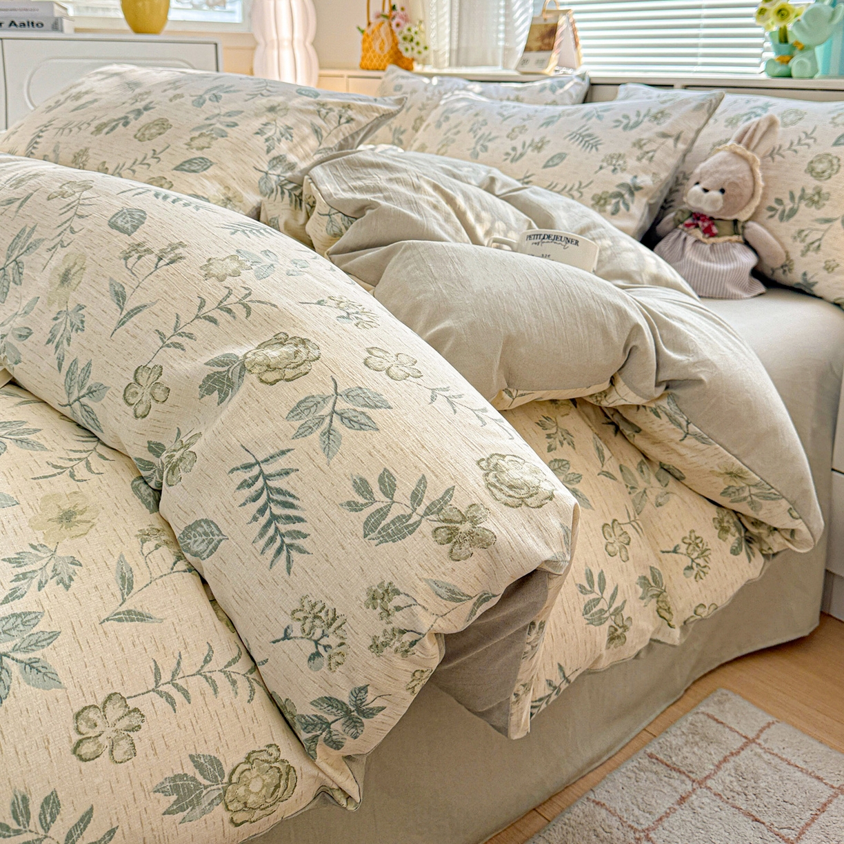 91家纺网 家纺一手货源 找家纺 （总）名品家纺 2026新款软糯小露麻棉麻棉纱四件套 提供买家秀