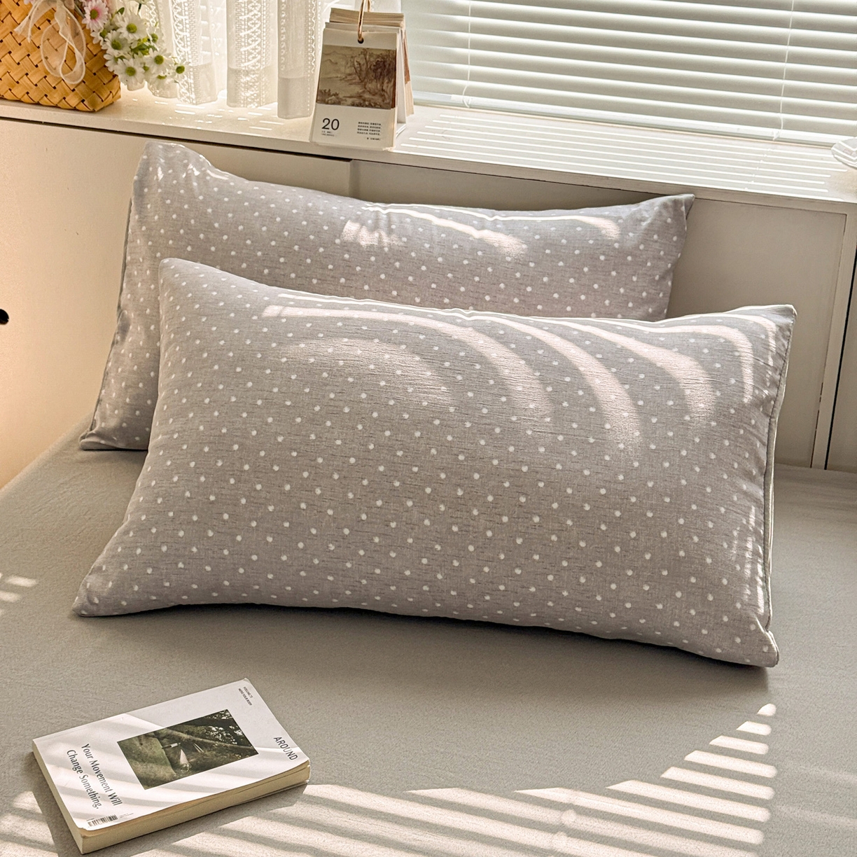 91家纺网 家纺一手货源 找家纺 名品家纺 2026新款软糯小露麻棉麻棉纱四件套 提供买家秀 灰羽星点