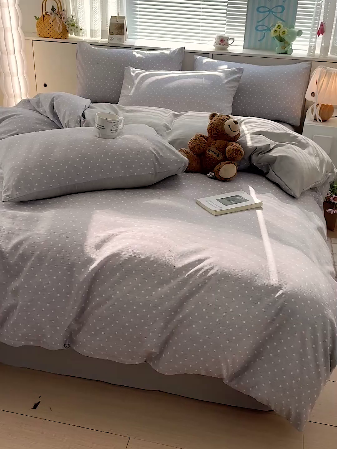 91家纺网 家纺一手货源 找家纺 名品家纺 2026新款软糯小露麻棉麻棉纱四件套 提供买家秀 灰羽星点