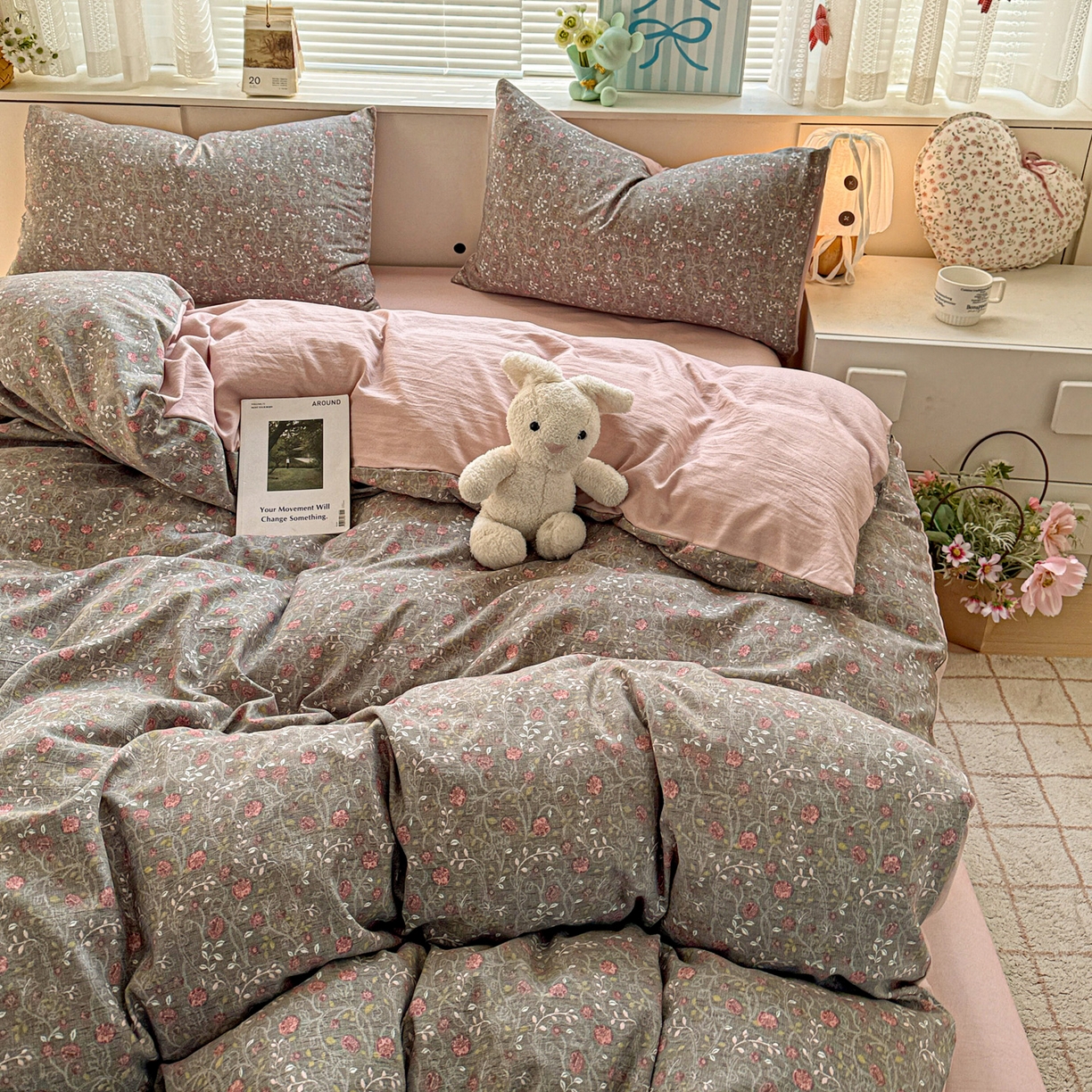 91家纺网 家纺一手货源 找家纺 名品家纺 2026新款软糯小露麻棉麻棉纱四件套 提供买家秀 玫瑰蔓语