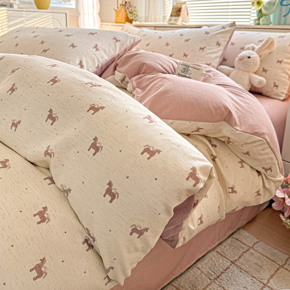 名品家纺 2026新款软糯小露麻棉麻棉纱四件套 提供买家秀 奇迹小马