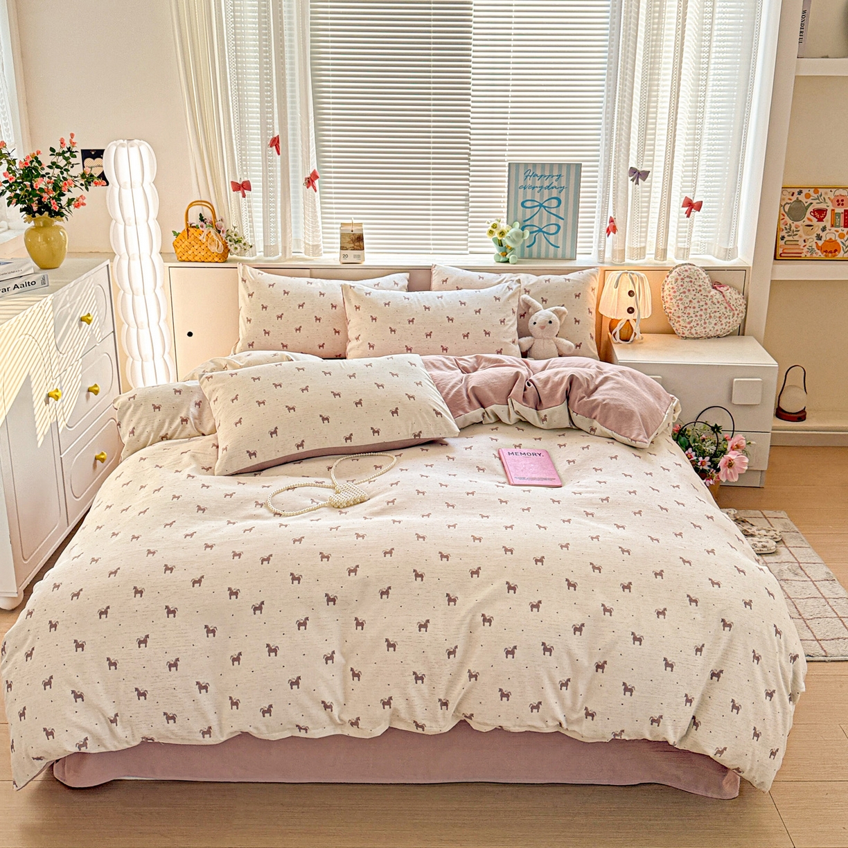 91家纺网 家纺一手货源 找家纺 名品家纺 2026新款软糯小露麻棉麻棉纱四件套 提供买家秀 奇迹小马