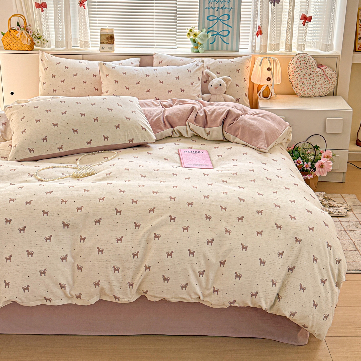 91家纺网 家纺一手货源 找家纺 名品家纺 2026新款软糯小露麻棉麻棉纱四件套 提供买家秀 奇迹小马