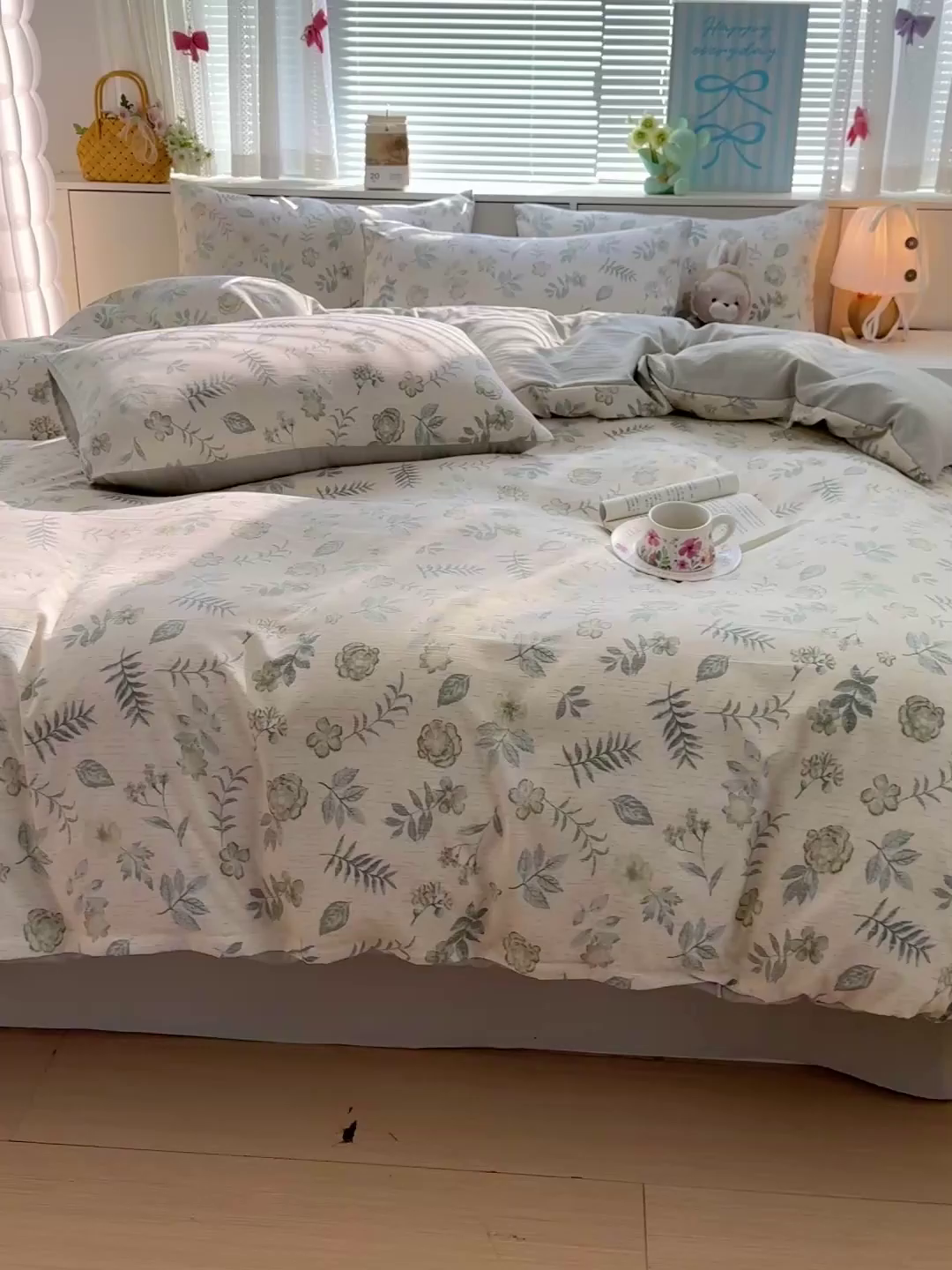 91家纺网 家纺一手货源 找家纺 名品家纺 2026新款软糯小露麻棉麻棉纱四件套 提供买家秀 浅茶花语