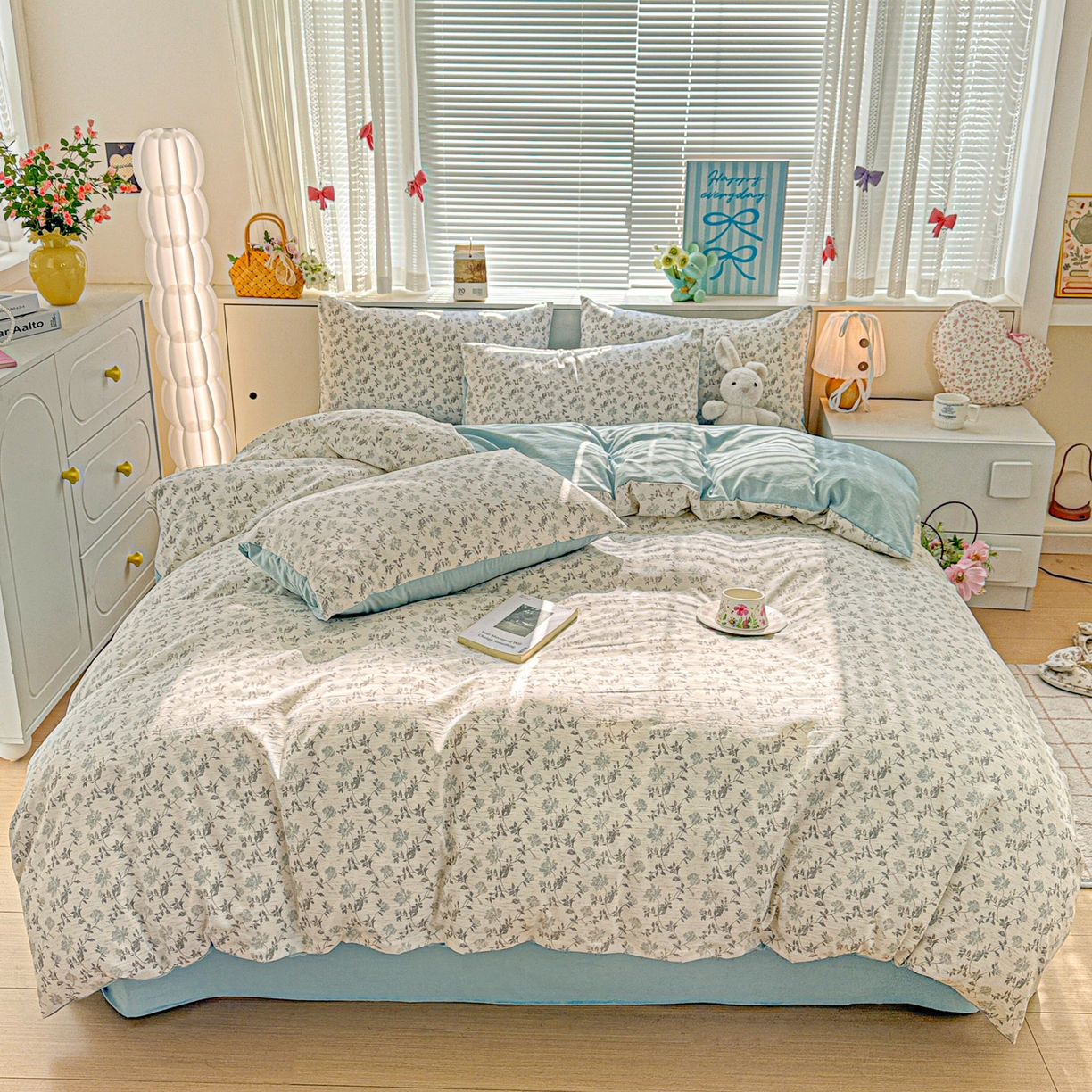 91家纺网 家纺一手货源 找家纺 名品家纺 2026新款软糯小露麻棉麻棉纱四件套 提供买家秀 青枝漫野