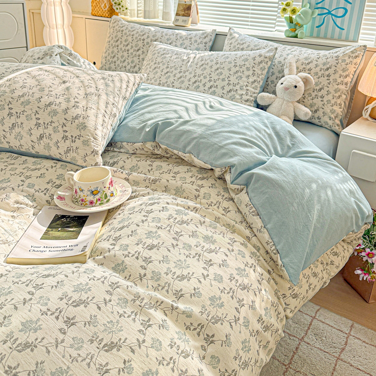 91家纺网 家纺一手货源 找家纺 名品家纺 2026新款软糯小露麻棉麻棉纱四件套 提供买家秀 青枝漫野