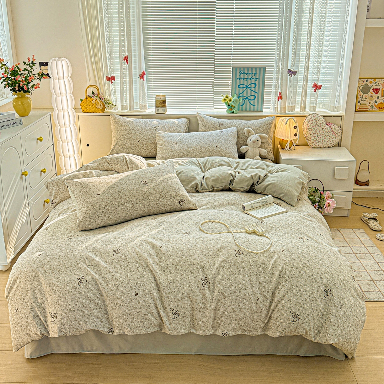 91家纺网 家纺一手货源 找家纺 名品家纺 2026新款软糯小露麻棉麻棉纱四件套 提供买家秀 小雏菊