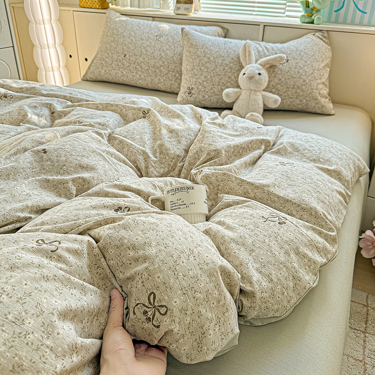 91家纺网 家纺一手货源 找家纺 名品家纺 2026新款软糯小露麻棉麻棉纱四件套 提供买家秀 小雏菊