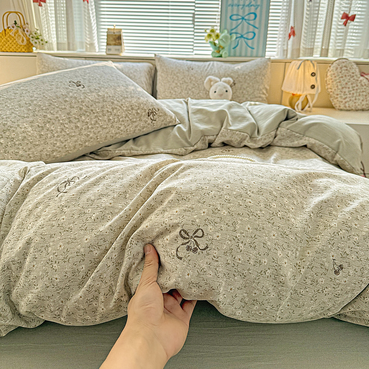 91家纺网 家纺一手货源 找家纺 名品家纺 2026新款软糯小露麻棉麻棉纱四件套 提供买家秀 小雏菊