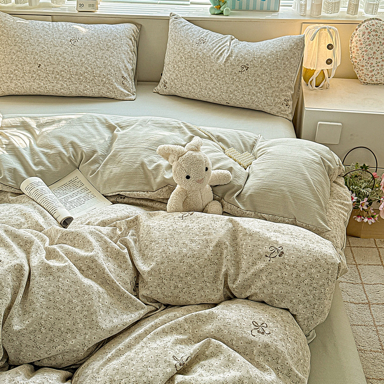 91家纺网 家纺一手货源 找家纺 名品家纺 2026新款软糯小露麻棉麻棉纱四件套 提供买家秀 小雏菊