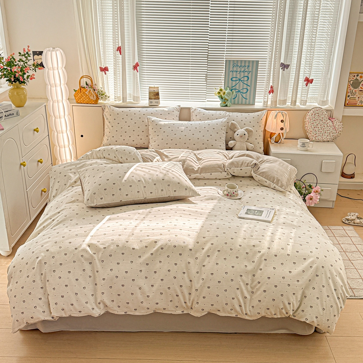 91家纺网 家纺一手货源 找家纺 名品家纺 2026新款软糯小露麻棉麻棉纱四件套 提供买家秀 心心点点