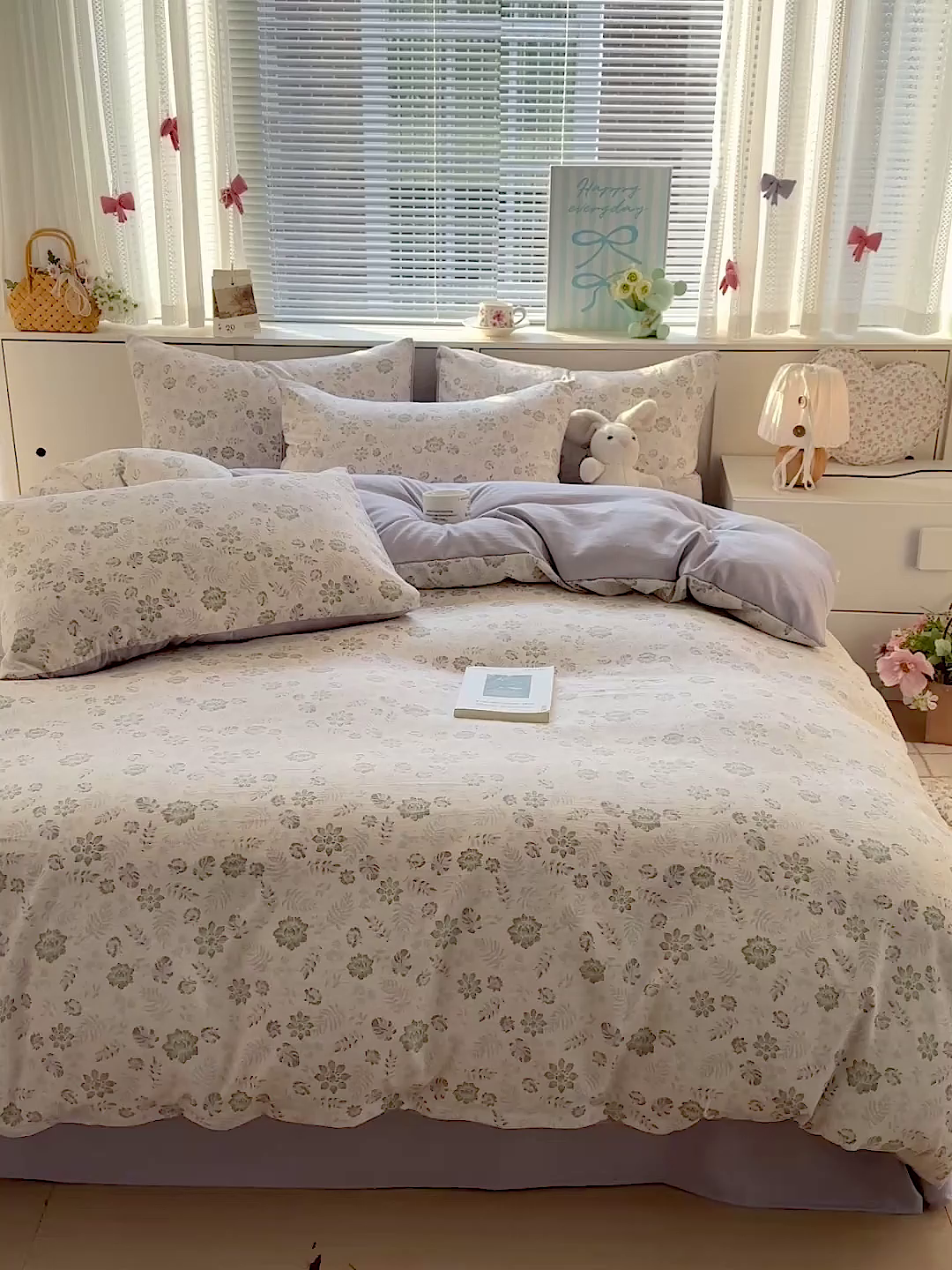 91家纺网 家纺一手货源 找家纺 名品家纺 2026新款软糯小露麻棉麻棉纱四件套 提供买家秀 紫雾栖花