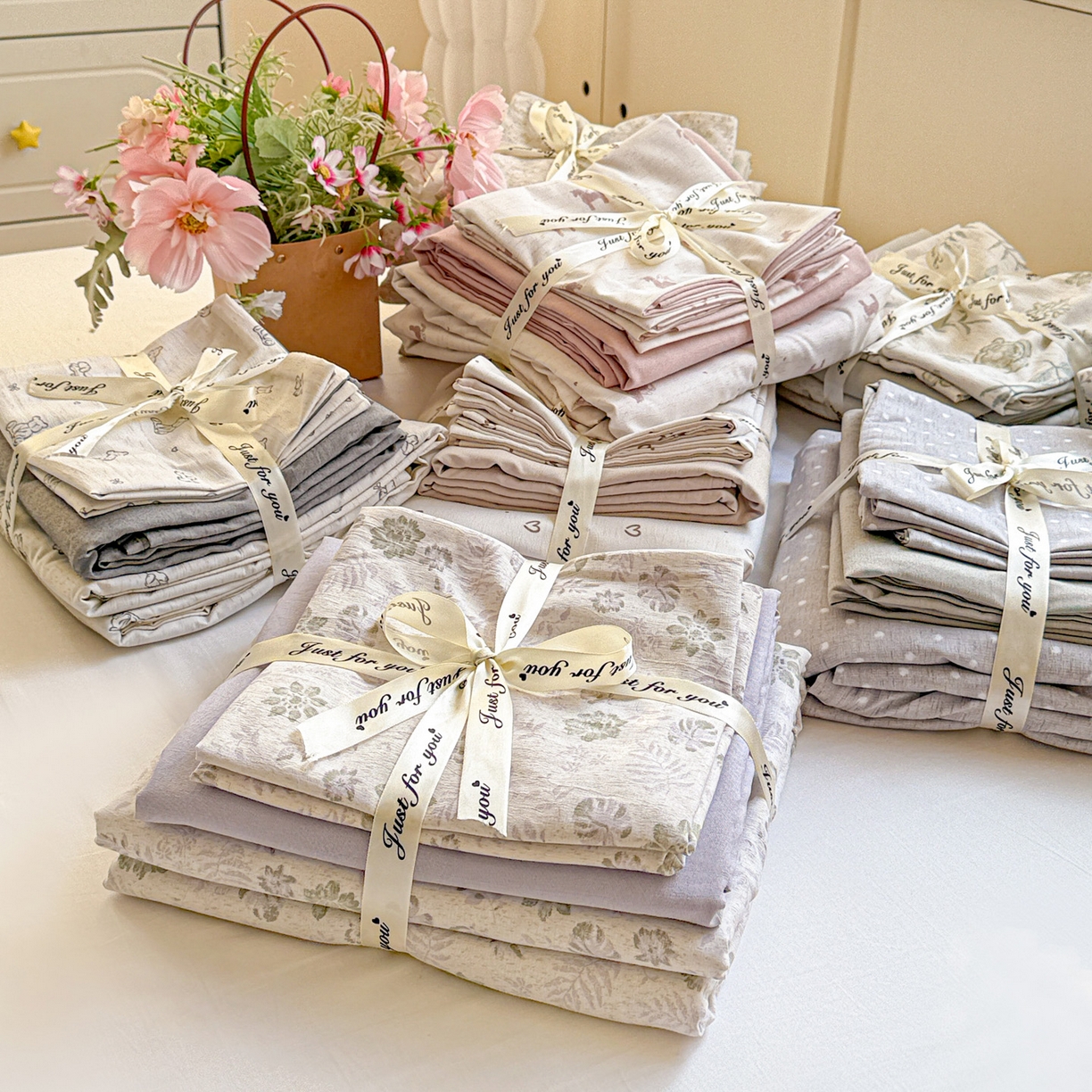 91家纺网 家纺一手货源 找家纺 名品家纺 2026新款软糯小露麻棉麻棉纱四件套 提供买家秀 组合图仅供参考不可下单