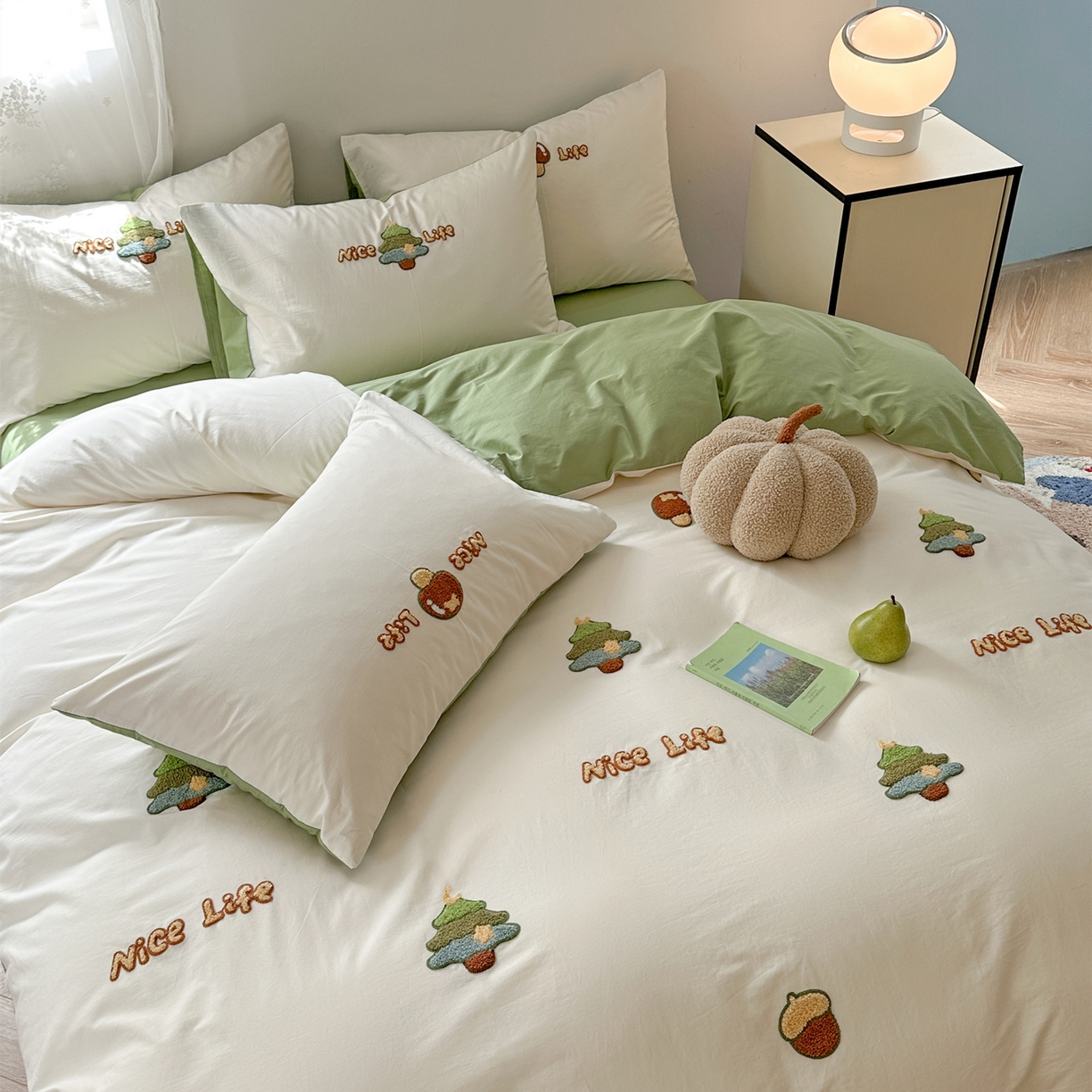 91家纺网 家纺一手货源 找家纺 （总）丽涵家纺 2026新款50S全棉纯棉水洗棉毛巾绣花四件套幸运圣诞