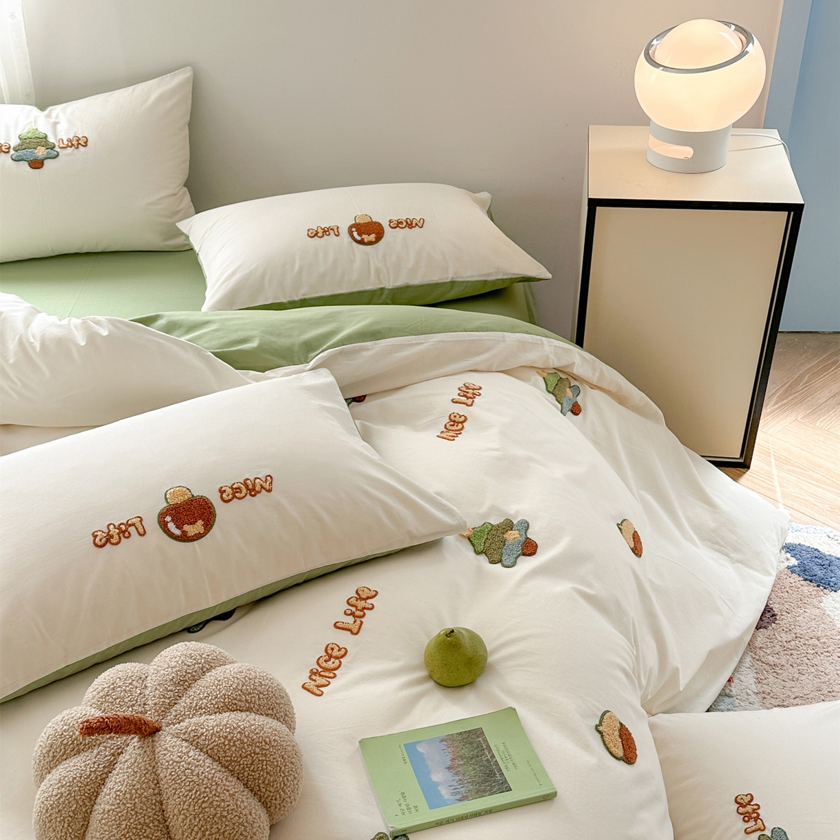 91家纺网 家纺一手货源 找家纺 （总）丽涵家纺 2026新款50S全棉纯棉水洗棉毛巾绣花四件套幸运圣诞