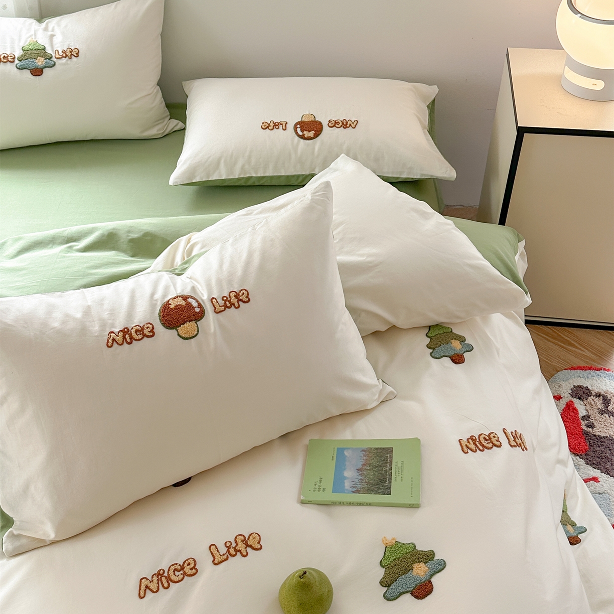 91家纺网 家纺一手货源 找家纺 （总）丽涵家纺 2026新款50S全棉纯棉水洗棉毛巾绣花四件套幸运圣诞