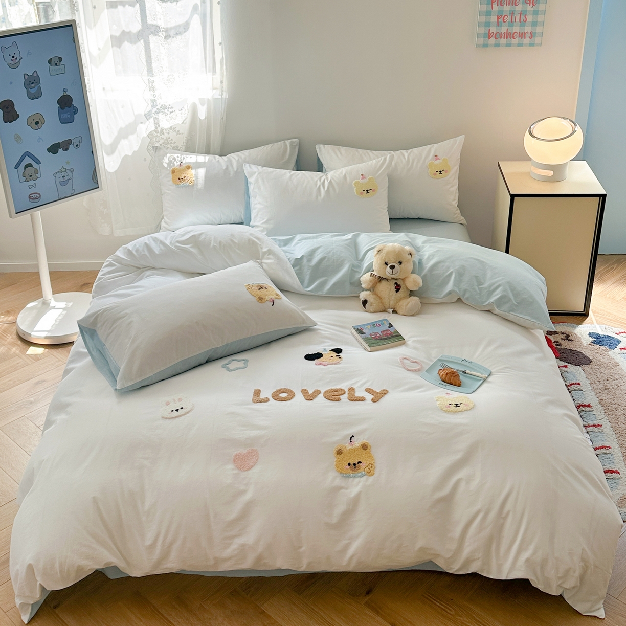 91家纺网 家纺一手货源 找家纺 （总）丽涵家纺 2026新款50S全棉纯棉水洗棉毛巾绣花四件套幸运圣诞