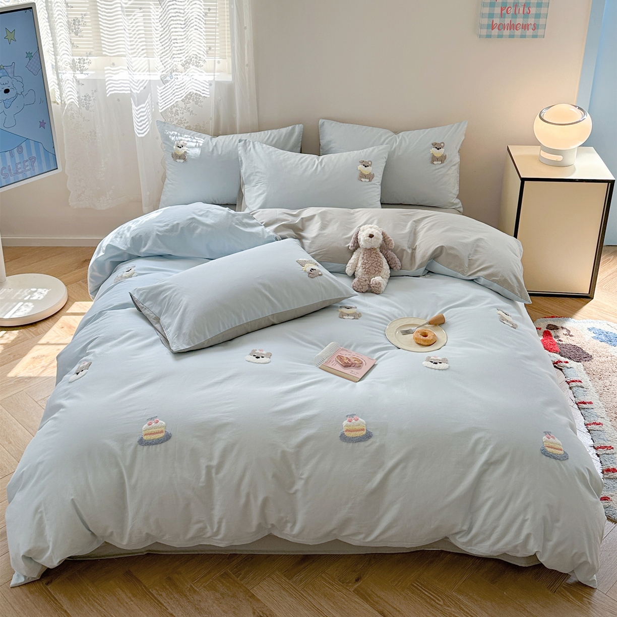 91家纺网 家纺一手货源 找家纺 （总）丽涵家纺 2026新款50S全棉纯棉水洗棉毛巾绣花四件套幸运圣诞