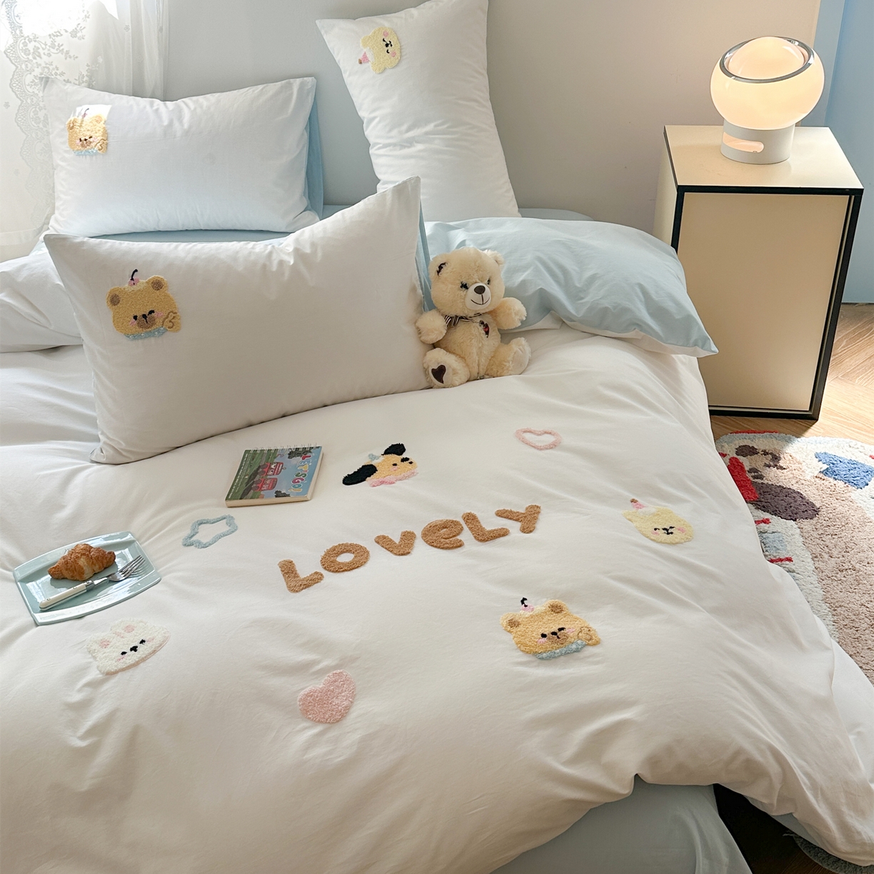 91家纺网 家纺一手货源 找家纺 丽涵家纺 2026新款50S全棉纯棉水洗棉毛巾绣花四件套幸运圣诞 动物乐园