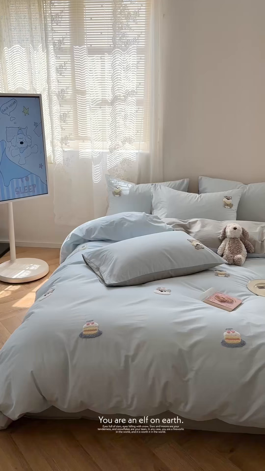 91家纺网 家纺一手货源 找家纺 丽涵家纺 2026新款50S全棉纯棉水洗棉毛巾绣花四件套幸运圣诞 小狗派对