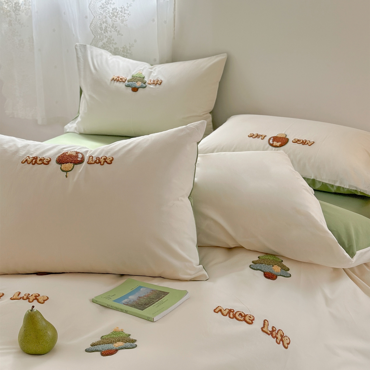 91家纺网 家纺一手货源 找家纺 丽涵家纺 2026新款50S全棉纯棉水洗棉毛巾绣花四件套幸运圣诞 幸运圣诞树