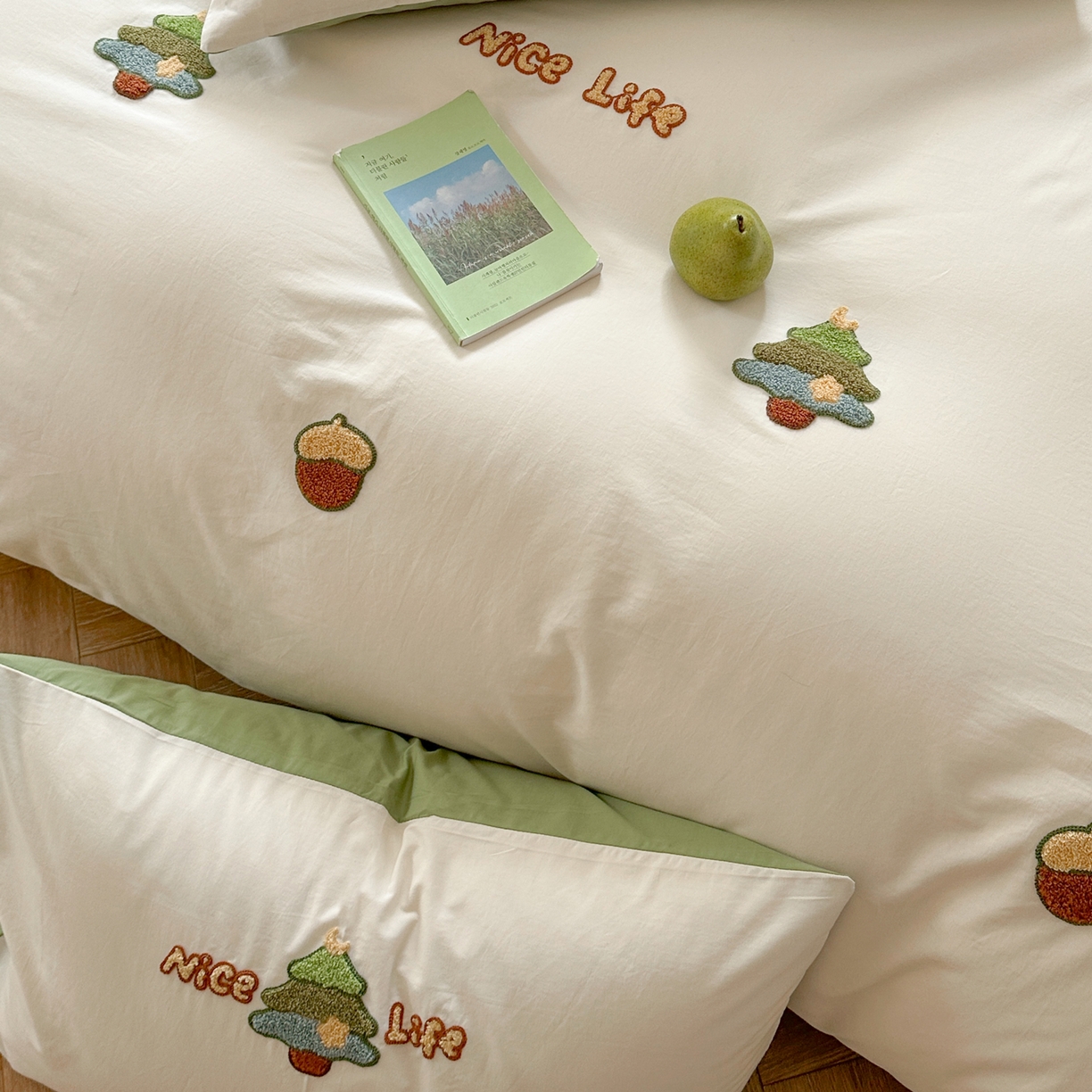 91家纺网 家纺一手货源 找家纺 丽涵家纺 2026新款50S全棉纯棉水洗棉毛巾绣花四件套幸运圣诞 幸运圣诞树