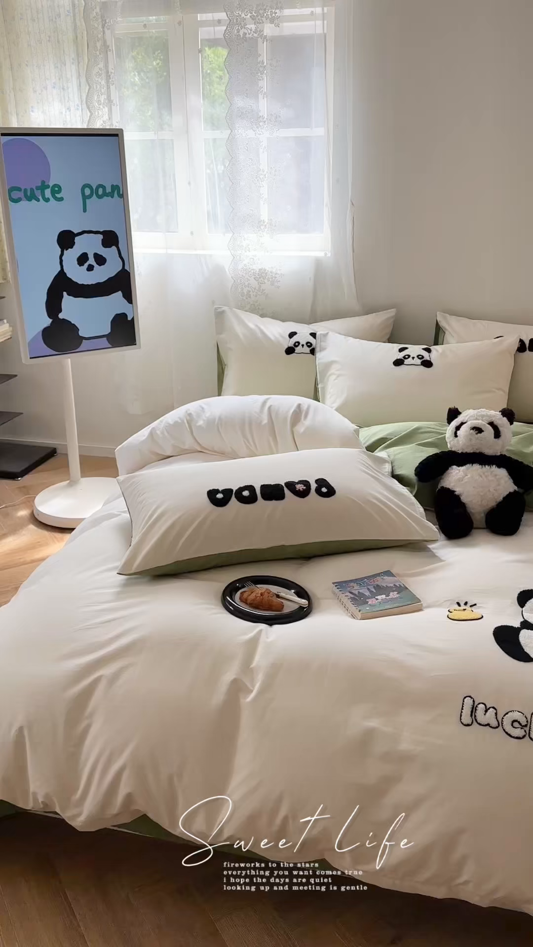 91家纺网 家纺一手货源 找家纺 丽涵家纺 2026新款50S全棉纯棉水洗棉毛巾绣花四件套幸运圣诞 熊猫嘟嘟