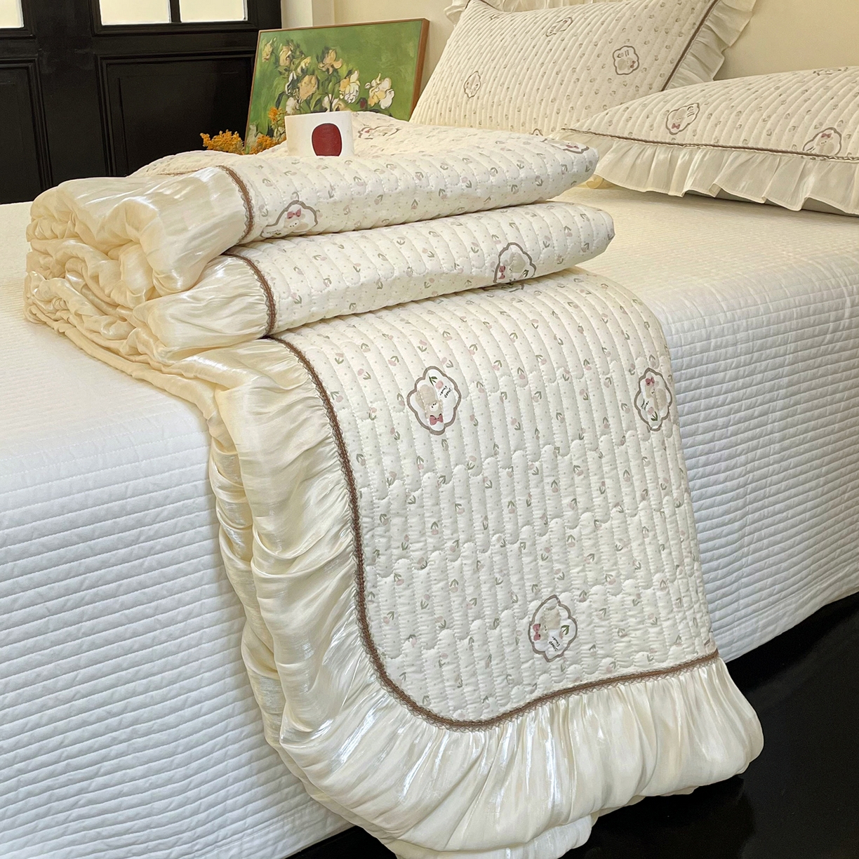 91家纺网 家纺一手货源 找家纺 美优兰 2026新款全棉13372法式花边床盖（含买家秀） 艾莎