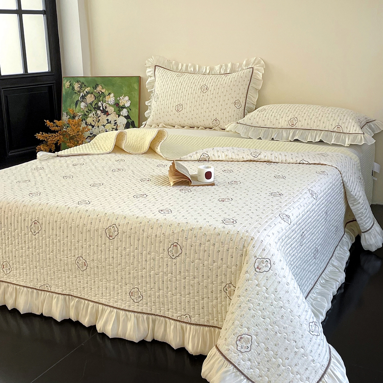 91家纺网 家纺一手货源 找家纺 美优兰 2026新款全棉13372法式花边床盖（含买家秀） 艾莎