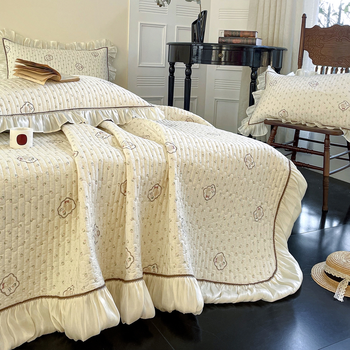 91家纺网 家纺一手货源 找家纺 美优兰 2026新款全棉13372法式花边床盖（含买家秀） 艾莎