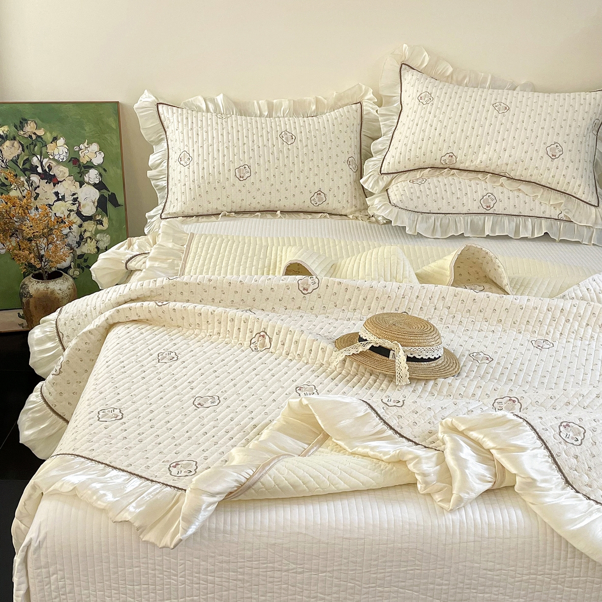 91家纺网 家纺一手货源 找家纺 美优兰 2026新款全棉13372法式花边床盖（含买家秀） 艾莎