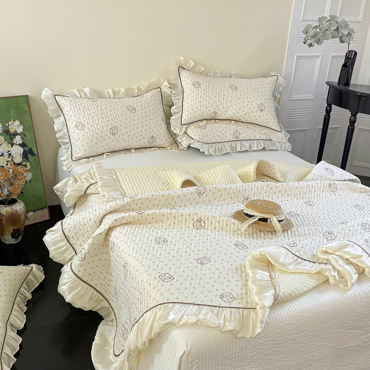 91家纺网 家纺一手货源 找家纺 美优兰 2026新款全棉13372法式花边床盖（含买家秀） 艾莎