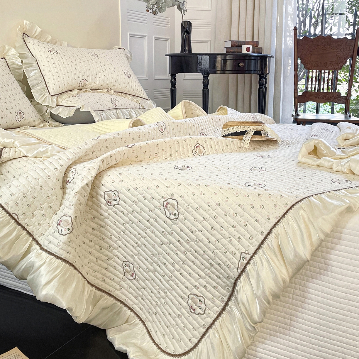 91家纺网 家纺一手货源 找家纺 美优兰 2026新款全棉13372法式花边床盖（含买家秀） 艾莎