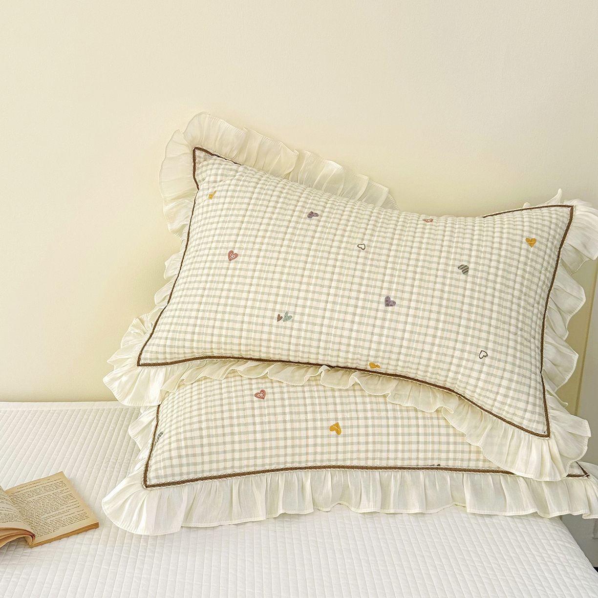 91家纺网 家纺一手货源 找家纺 美优兰 2026新款全棉13372法式花边床盖（含买家秀） 爱心格