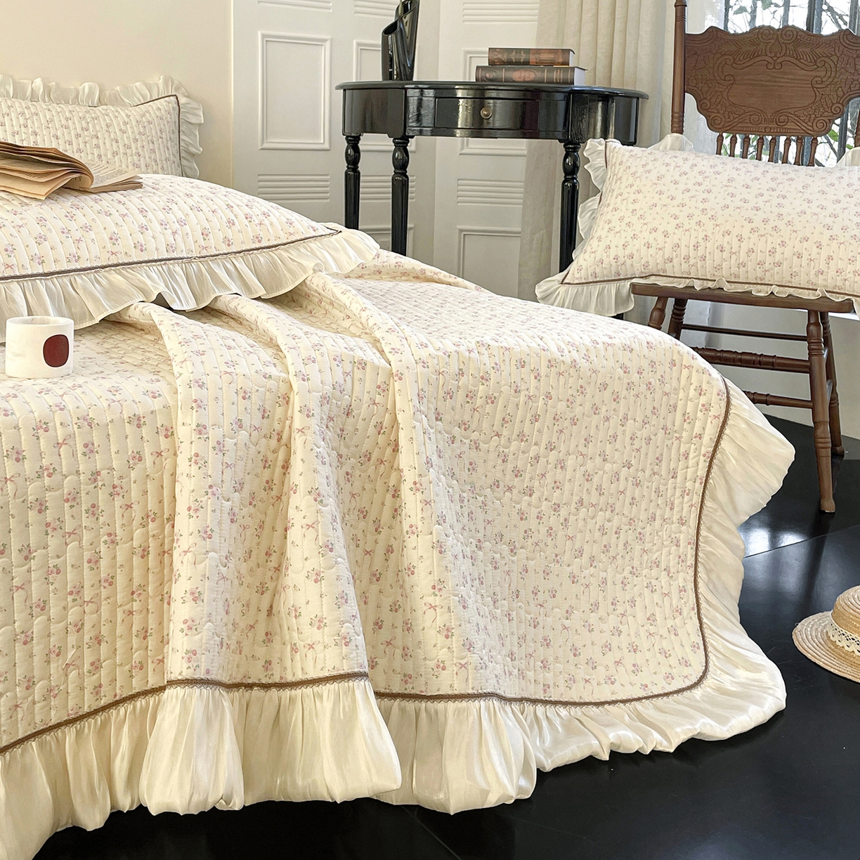 91家纺网 家纺一手货源 找家纺 美优兰 2026新款全棉13372法式花边床盖（含买家秀） 蝶舞