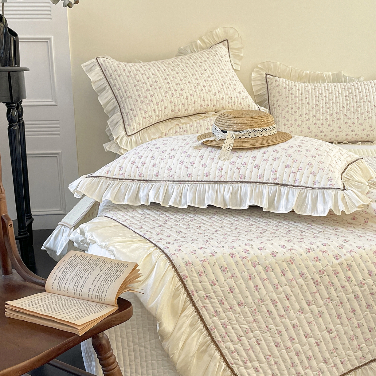 91家纺网 家纺一手货源 找家纺 美优兰 2026新款全棉13372法式花边床盖（含买家秀） 蝶舞