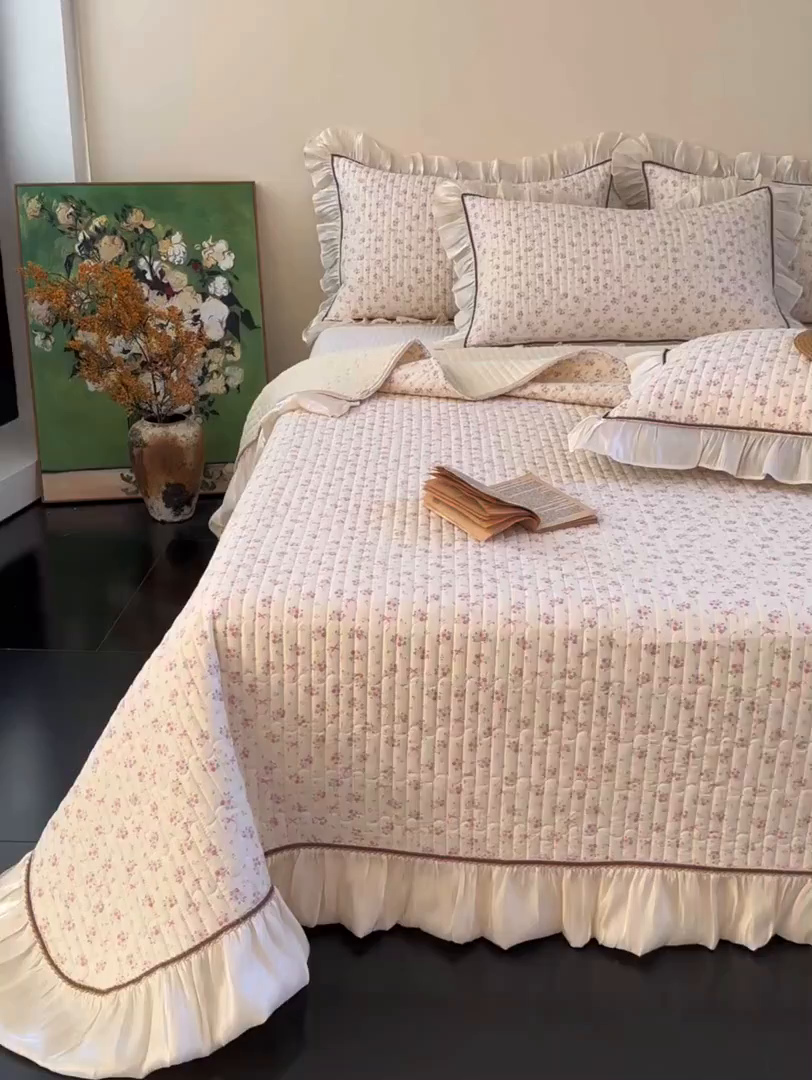 91家纺网 家纺一手货源 找家纺 美优兰 2026新款全棉13372法式花边床盖（含买家秀） 蝶舞