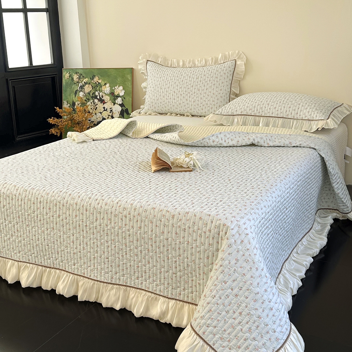 91家纺网 家纺一手货源 找家纺 美优兰 2026新款全棉13372法式花边床盖（含买家秀） 风铃