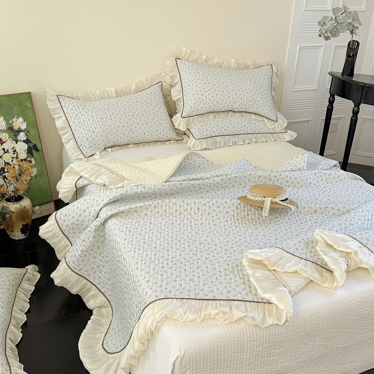 91家纺网 家纺一手货源 找家纺 美优兰 2026新款全棉13372法式花边床盖（含买家秀） 风铃